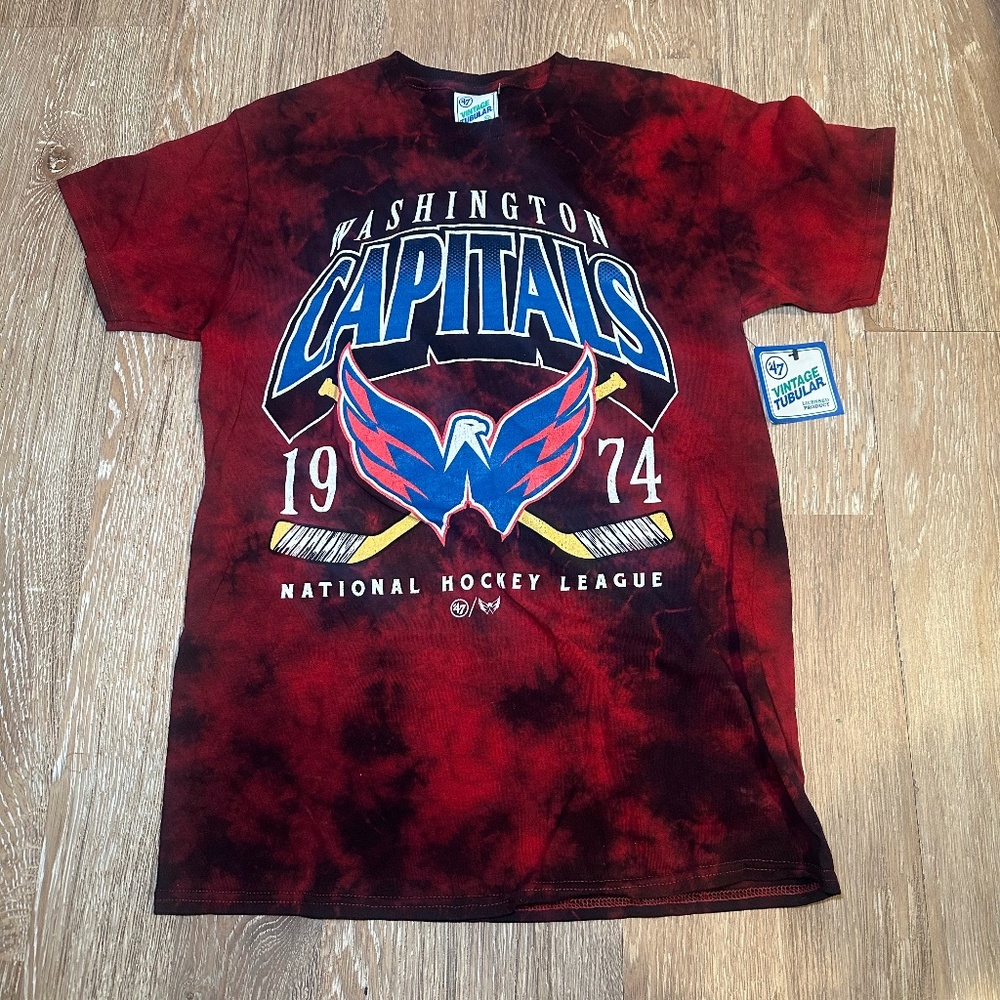 Men's Washington Capitals '47 Red Power Play Tie Dye T-Shirt, men Size Medium